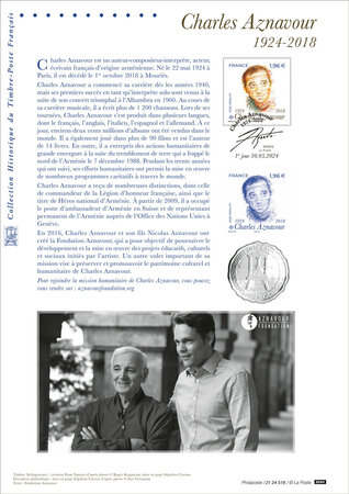Document philatélique - Charles Aznavour (1924 - 2018)
