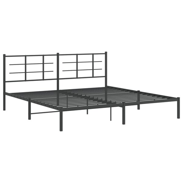 vidaXL Cadre de lit métal avec tête de lit noir 193x203 cm