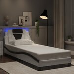 vidaXL Cadre de lit avec lumières LED blanc noir 90x190 cm similicuir