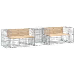 vidaXL Banc de jardin avec panier en gabion bois massif de pin