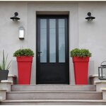 EDA Pot de fleur haut carré Toscane - 39 x 39 x H 65 cm - 62 L - Rouge rubis