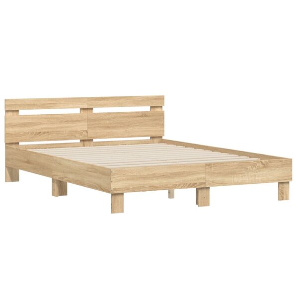 vidaXL Cadre de lit avec tête de lit chêne sonoma 140x190 cm