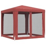 vidaXL Tente de fête avec 4 parois latérales en maille Rouge 2.5x2.5 m