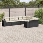 vidaXL Salon de jardin 9 Pièces avec coussins noir résine tressée