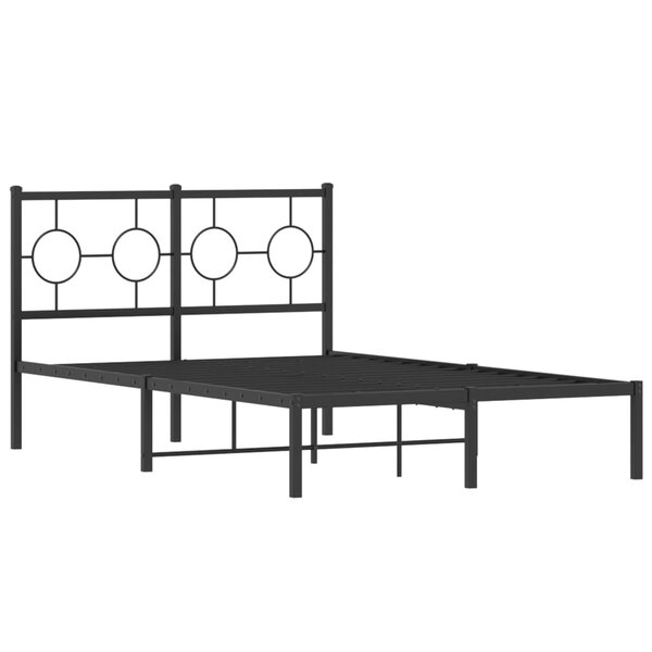 vidaXL Cadre de lit métal avec tête de lit noir 120x200 cm