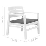 vidaXL Salon de jardin 3 Pièces Plastique Blanc