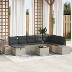 vidaXL Ensemble de 9 pièces de canapé de jardin avec coussins gris clair en poly rotin