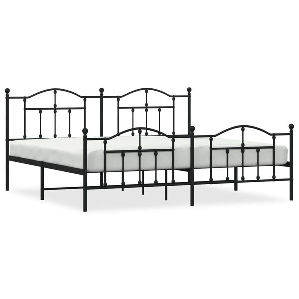 vidaXL Cadre de lit métal avec tête de lit/pied de lit noir 200x200 cm