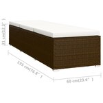 vidaXL Chaise longue avec coussin et table à thé résine tressée marron
