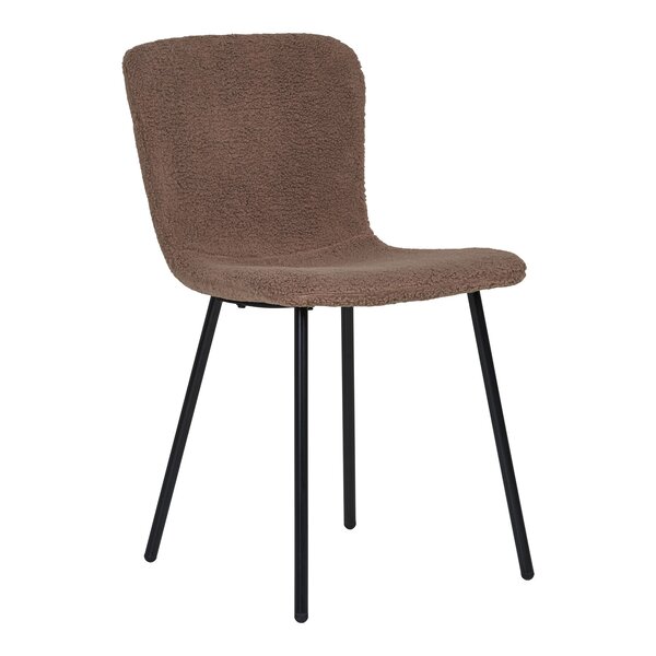2 chaises de salle à manger en fourrure artificielle marron pieds noirs