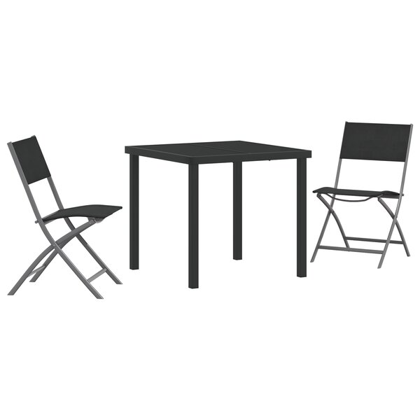 vidaXL Ensemble de salle à manger de jardin 3 pièces Noir Textilène et Acier