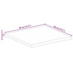 vidaXL Dessus de table 80x80x2 5 cm bord vif bois massif manguier brut