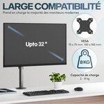 ACROPAQ Support Écran PC 13" à 32"- Bras Ecran Universel- Rotation 360°- Rehauseur ecran- Montage Rapide Épaisseur 10-88mm