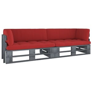 vidaXL Canapé palette 2 places avec coussins Pin imprégné de gris