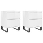 vidaXL Tables de chevet 2 Pièces blanc brillant 40x35x50 cm