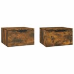 vidaXL Tables de chevet murales 2 Pièces Chêne fumé 34x30x20 cm