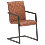 vidaXL Chaises à manger cantilever lot de 6 marron cuir véritable
