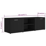 vidaXL Meuble TV Noir 120x34x37 cm Bois d’ingénierie