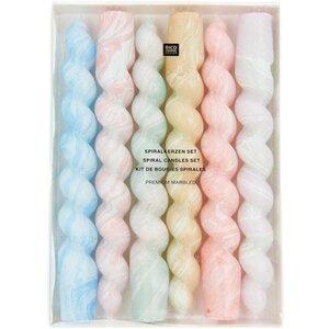 6 bougies spirales marbrées 18 5 cm
