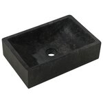 vidaXL Armoire de salle de bain et lavabos en marbre noir Teck massif