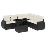 vidaXL Salon de jardin 7 Pièces avec coussins noir résine tressée