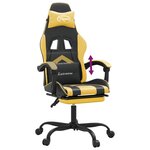 vidaXL Chaise de jeu avec repose-pied Noir et doré Similicuir