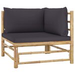 vidaXL Salon de jardin 11 Pièces avec coussins gris foncé bambou