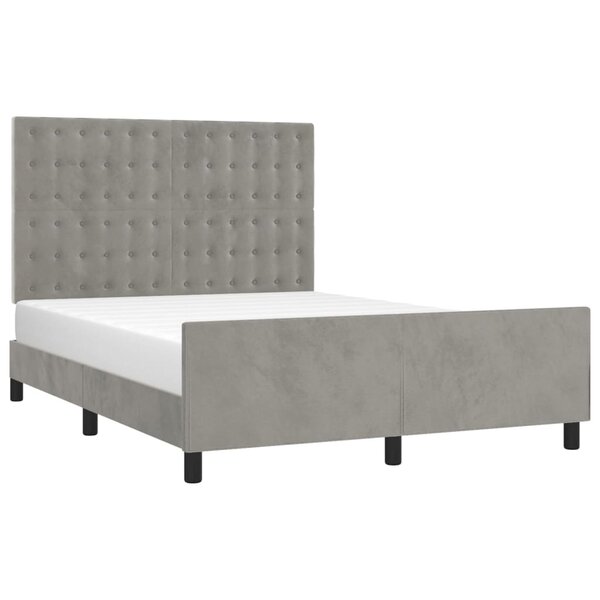 vidaXL Cadre de lit avec tête de lit Gris clair 140x200 cm