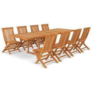 vidaXL Ensemble à manger de jardin 9 Pièces Bois de teck massif