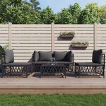 vidaXL Salon de jardin avec coussins 5 Pièces anthracite acier