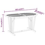 vidaXL Table de jardin 160x85x75 cm Bois d'eucalyptus solide