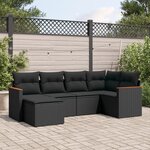vidaXL Salon de jardin 6 Pièces avec coussins noir résine tressée