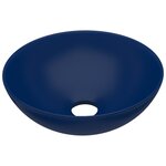 vidaXL Lavabo de salle de bain Céramique Bleu foncé Rond