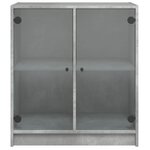 vidaXL Armoire latérale avec portes en verre gris béton 68x37x75 5 cm