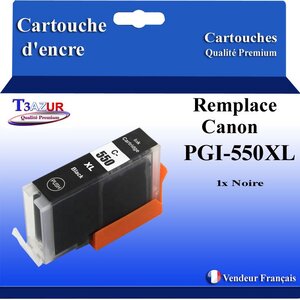 T3AZUR - Cartouche compatible avec Canon PGI550XL PGI-550 XL pour Canon Pixma MG7150 MG7500 MG7550 MX720 MX725 MX920 MX925 Noire