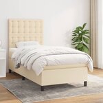 vidaXL Sommier à lattes de lit avec matelas Crème 90x200 cm Tissu