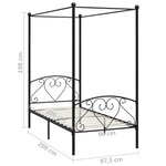 vidaXL Cadre de lit à baldaquin sans matelas noir métal 90x200 cm