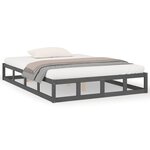 vidaXL Cadre de lit Gris 120x190 cm Petit double Bois massif