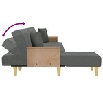 vidaXL Canapé-lit en forme de L gris foncé 279x140x70 cm tissu