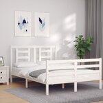 vidaXL Cadre de lit avec tête de lit blanc 140x190 cm bois massif