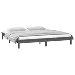 vidaXL Cadre de lit à LED gris 200x200 cm bois massif