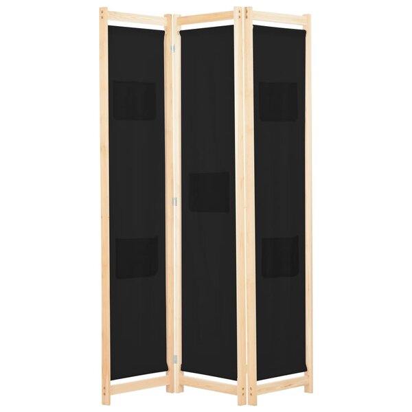 vidaXL Cloison de séparation 3 panneaux Noir 120x170x4 cm Tissu