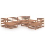 vidaXL Salon de jardin 10 Pièces marron miel bois de pin massif