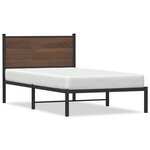vidaXL Cadre de lit en métal avec tête de lit chêne marron 100x200 cm