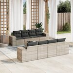 vidaXL Salon de jardin 9 Pièces avec coussins gris clair résine tressée