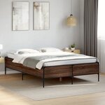 vidaXL Cadre de lit chêne marron 160x200 cm bois d'ingénierie et métal