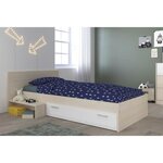 Lit enfant 90 x 190 cm - acacia et blanc tiroir