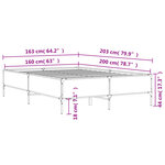 vidaXL Cadre de lit chêne marron 160x200 cm bois d'ingénierie et métal
