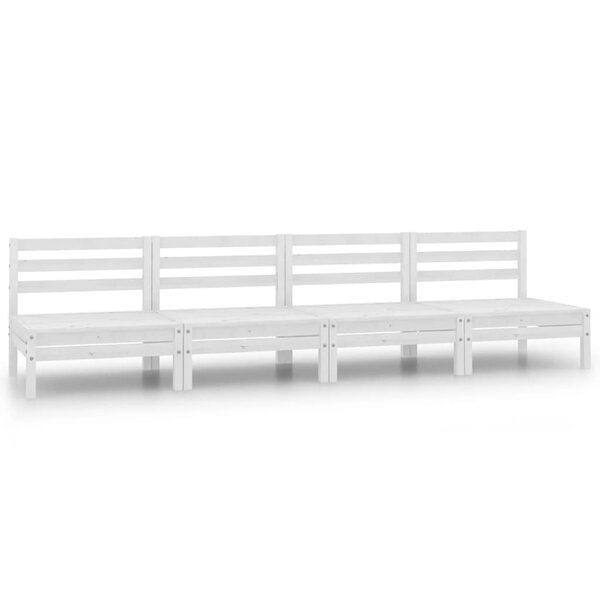 vidaXL Salon de jardin 4 Pièces Blanc Bois de pin massif