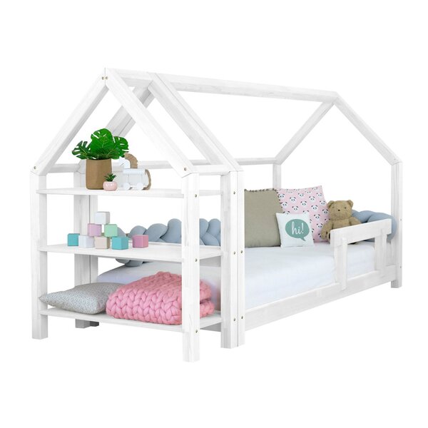 Lit cabane avec étagère 120 x 200 blanc